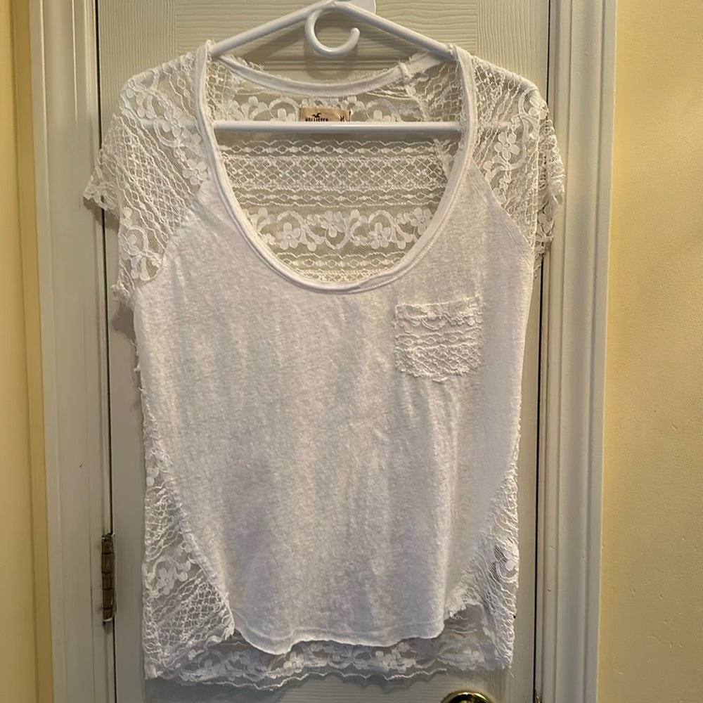 White Hollister lace top